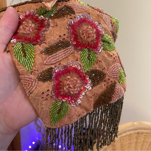 90s does 20s BEBE Beaded Evening Bag Cocktail Purse - Picture 4 of 8